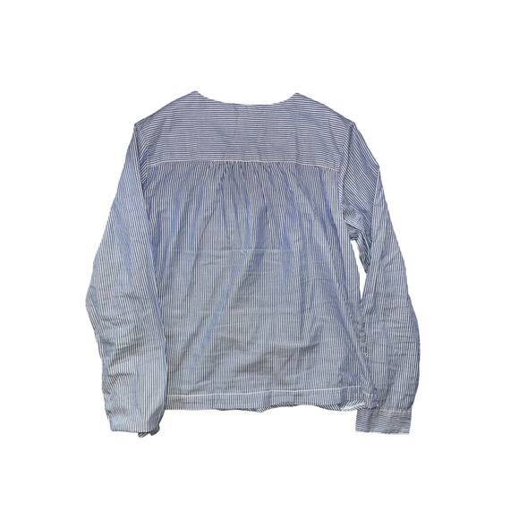 Tommy Hilfiger blue white striped faux wrapped long sleeve blouse size Medium - Picture 2 of 4
